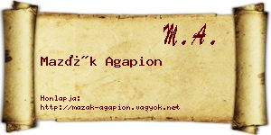 Mazák Agapion névjegykártya